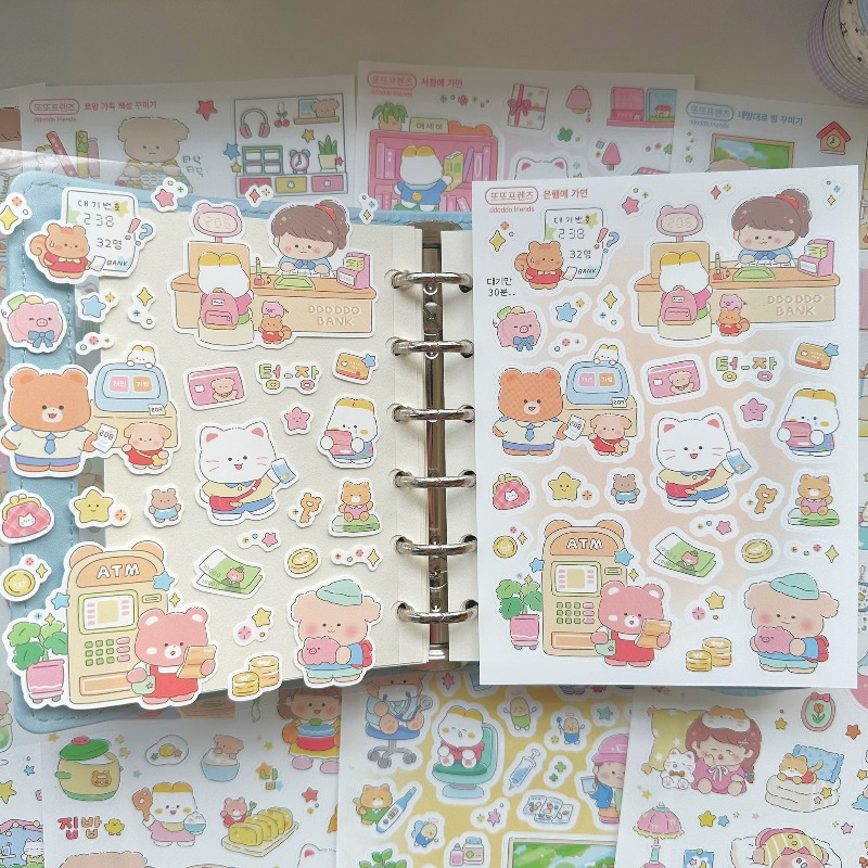 귀여운 만화 소녀와 동물 일상생활 시리즈 스티커 스크랩 - Phone Accessories For Kids 리뷰 및 가격
