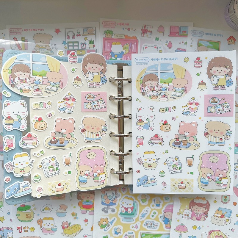 귀여운 만화 소녀와 동물 일상생활 시리즈 스티커 스크랩 - Phone Accessories For Kids 리뷰 및 가격